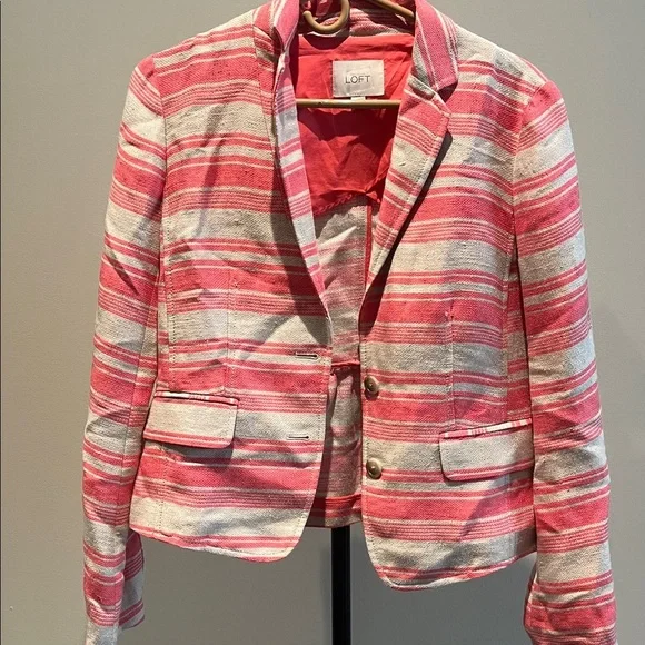 LOFT Pink and Tan Striped Blazer - Picture 6 of 6